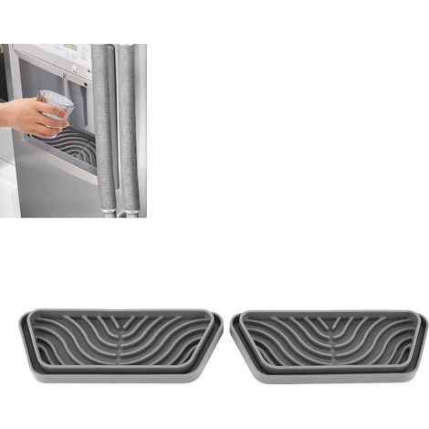 Bac de récupération en silicone anti-éclaboussures pour réfrigérateurs, bac distributeur d'eau, bac d'égouttement compatible avec les réfrigérateurs GE et Samsung, gris. (1/5)