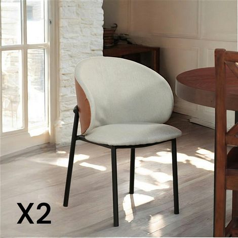 Chaise design beige (lot de 2) HAWAI (1/5)