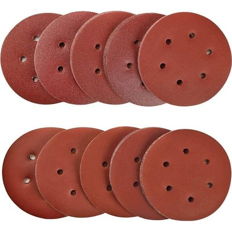 ZOLGINAH 100 Pièces 150mm disques abrasifs Disque de Ponçage Disques Abrasifs 40/80/120/180/320/600/800/1000/1500/2000 Grain Idéal pour Poncer/Polir/Dérouiller pour ponceuse excentrique de 6 trous (1/5)