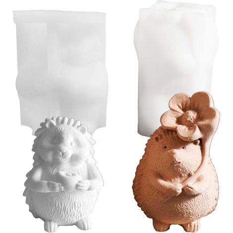 Moule en silicone Hérisson, 2PCS Moules en silicone Hérisson, Formes à bougies en silicone Animaux d'automne, Moule à bougie pour le coulage pour Noël Halloween Pâques (1/5)