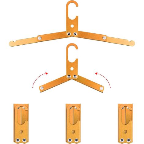 Faltbare Reisekleiderbügel aus Metall für nasse Kleidung, platzsparend, Reiseaccessoires für Camping (3, orange) (1/5)