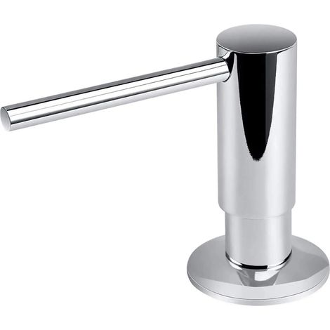 Distributeur de savon liquide (chrome) noir avec pompe en laiton et flacon distributeur intégré de 500 ml en PE. Accessoires de cuisine. (1/5)