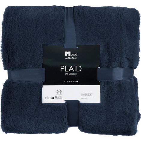 In The Mood Collection Plaid Bleu foncé H2xl150xL200cm (1/4)