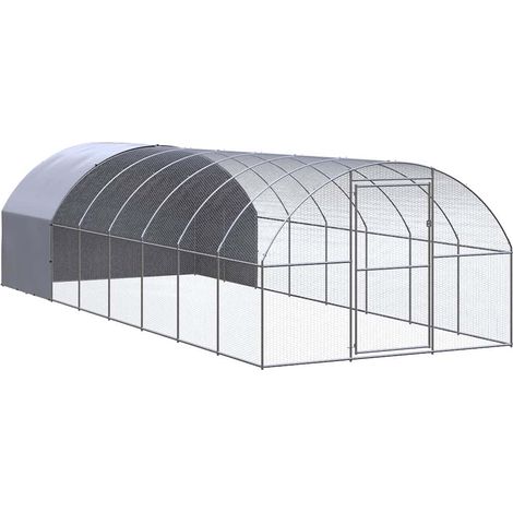 Enclos Poulailler extérieur - Parc enclos pour animaux Cage à poules 3x8x2 m Acier galvanisé BV777996 - BonneVie (1/5)