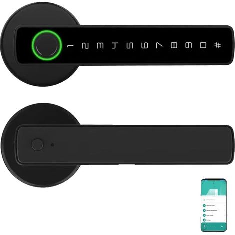 Cerradura de puerta con huella dactilar, acceso biométrico, control por smartphone, Wi-Fi Tuya. (1/2)