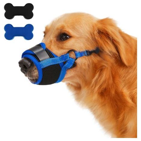 Une muselière bleue XXL pour chien afin d'éviter les morsures et les ingestions accidentelles muselière réglable.