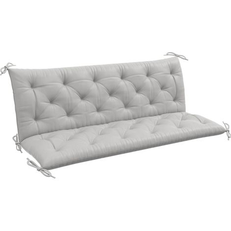 Coussin de banc 3 places 150 x 98 x 8 cm, avec dossier, 6 sangles, pour intérieur et jardin, gris clair, confortable et stable - CHICFURN (1/5)