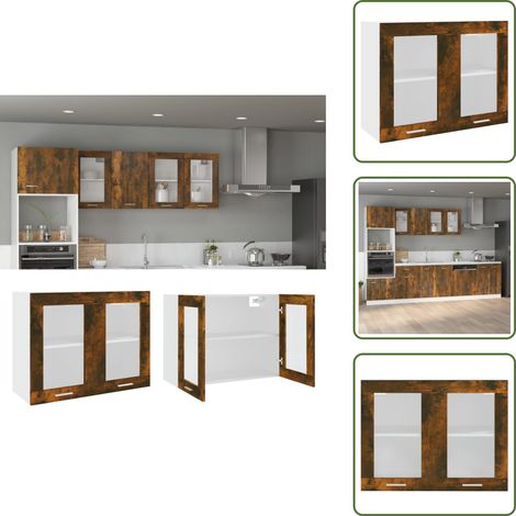 The Living Store Mobile Pensile “Lyon” Rovere Fumo 80x31x60 cm - Armadio da parete