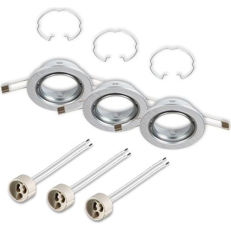 LED Einbauleuchte Einbaulampe 3er Set GU10 schwenkbar IP23 Ø8,6cm Alu Briloner (1/5)