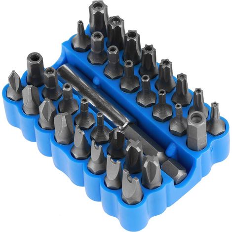 Schraubendreher-Bit-Set, 33-teilig, multifunktional, magnetisch, manipulationssicher, Stern-/Tri-Wing-/Sechskant-/Schraubenschlüssel-Bit mit Bithalter-Verlängerung (1/5)