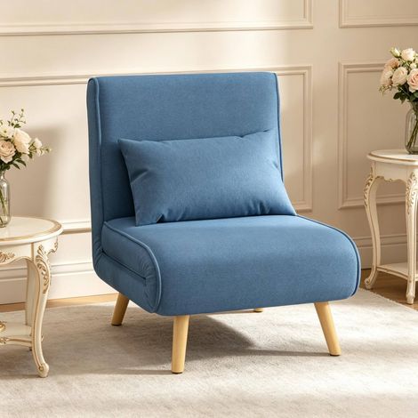 Fauteuil convertible bleu avec dossier réglable (1/5)