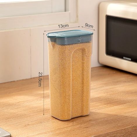 Récipient hermétique, 23,5 cm, avec bec verseur, bleu, idéal pour le garde-manger, l'organisation de la maison dans la cuisine et sur les plans de travail.-AquaForge (1/5)