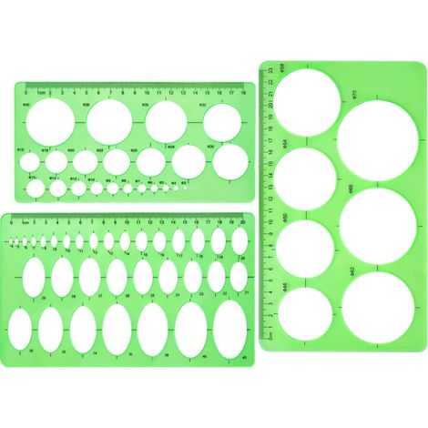 Lot de 3 gabarits de dessin plastiques, outils de traçage et modèles géométriques DIY (1/3)