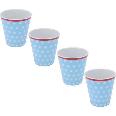 Lot de 4 tasses innovantes en mélamine imitation porcelaine pour boissons, idéales pour l'école et les restaurants. (1/5)