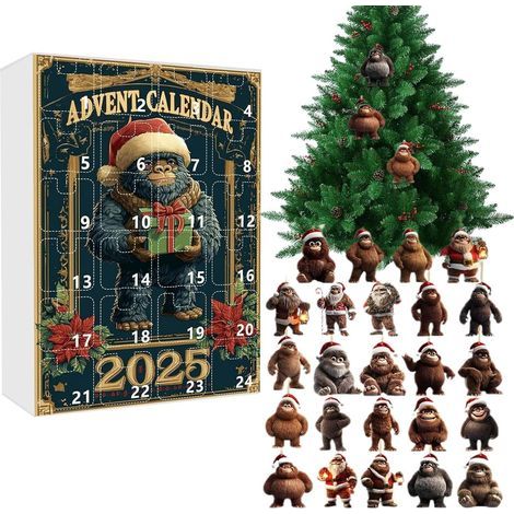 Calendriers De L'Avent Ho-mme Singe 2026 Calendrier De Compte À Rebours De Noël De 24 Jours Avec Décorations 2D acrylique Ho-mme Singe Calendriers De L'Avent Avec Pendentifs Singes Amusants Pour La (1/5)