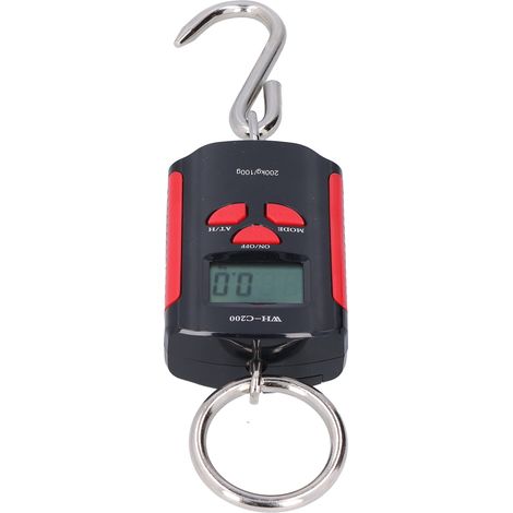 Balance pour grue 200 kg, crochet de lestage suspendu robuste Steelyard, portable, électronique, rétroéclairage HD (rouge et noir)