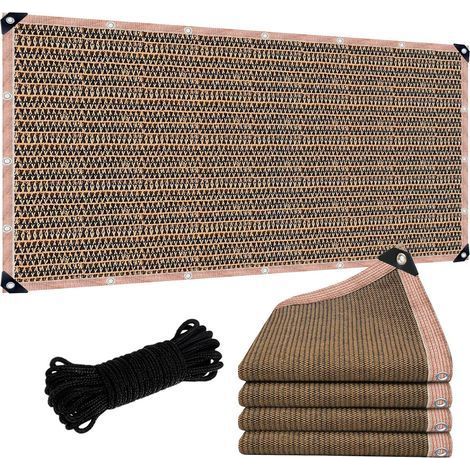 Vela de sombra del 90% con ojales, 2 x 4 m – Lona de malla para terraza, exterior, jardín, patio, color moca (1/5)