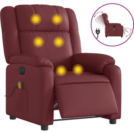 Maison Exclusive - Massagesessel Elektrisch Weinrot Kunstleder