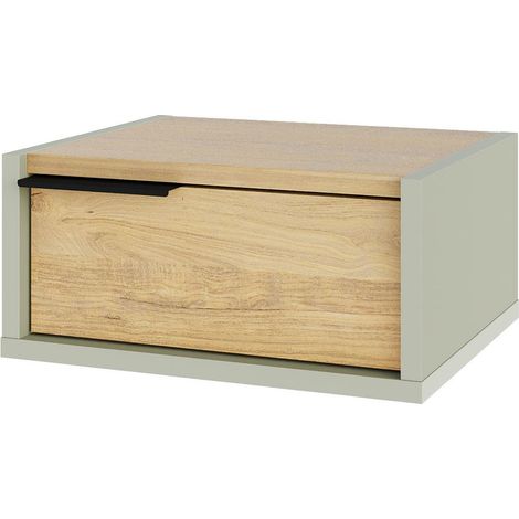 Table de chevet murale en bois "Eco" - 40 x 30 x 19 cm - Vert (1/4)