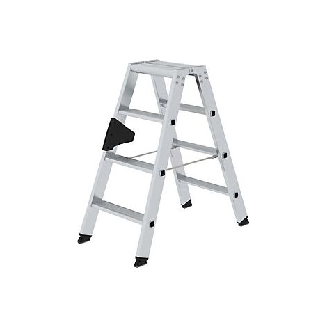Escalera plegable de aluminio, acceso de dos lados 0,93 m 2 x 4 peldaños (1/5)