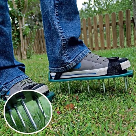Chaussures aératrices pour gazon, outil de jardinage, pointes pour ameublir le sol, pointes d'aération pour pelouse (1/5)