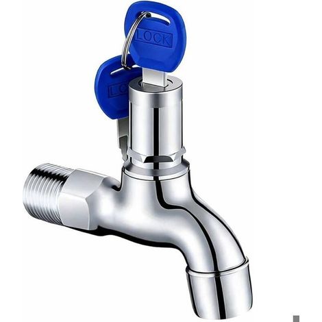 Robinet Antivol Verrouillable en Laiton avec Serrure Clé pour Extérieur, Jardin, Salle de Bain - Robinet d'Évier Sécurisé