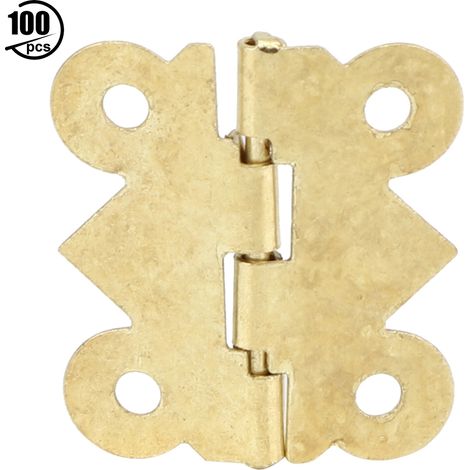 100 charnières rétro pour boîtes à bijoux, verrous métalliques décoratifs pour armoires, fermetures à moraillon jaunes à 90 degrés