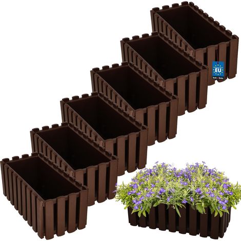 Jardinière de balcon pour rambarde, marron rustique, 40 cm, lot de 6 (1/5)