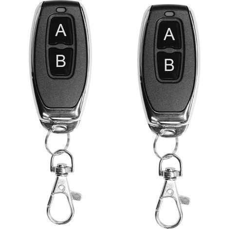 2PCS Télécommande RF Wireless Transmetteur Universelle programmable 433mhz Porte-clés EV 1527 Code d'apprentissage 2 Boutons, à Utiliser avec Le récepteur (1/5)
