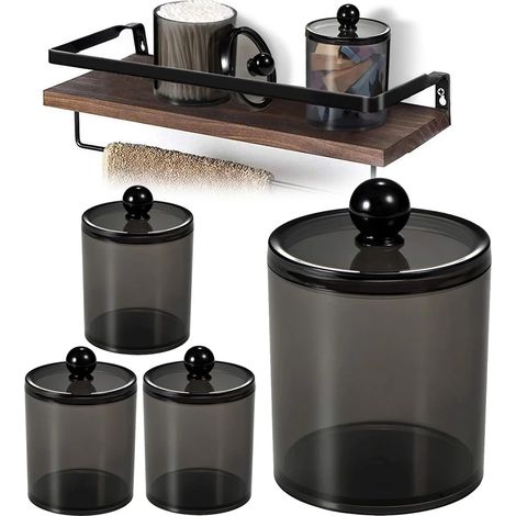Schwarze Acryl-Aufbewahrungsbox für Wattestäbchen und Make-up-Entferner-Pads mit abnehmbarem Deckel, fürs Badezimmer (1/2)
