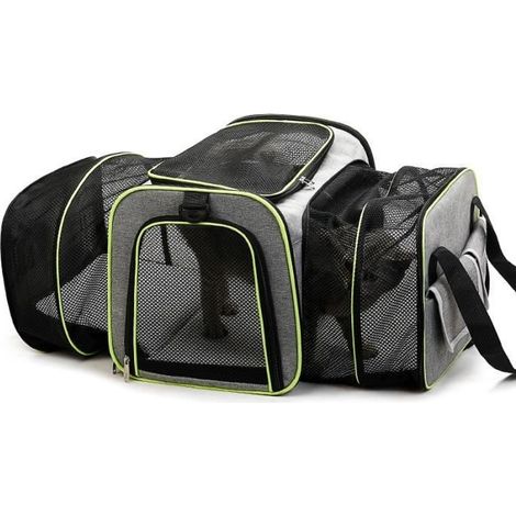 Sac de Transport Extensible pour Chat Chien et Autres Animaux de Compagnie, Souple et Pliable avec Tapis en Laine,453032cm,Vert (1/4)