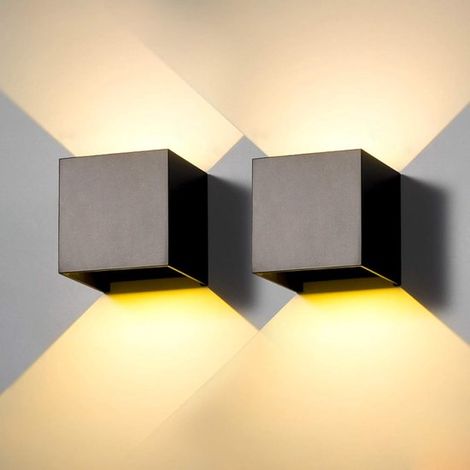 Gartenwandleuchten 2er-Pack LED-Wandleuchte für den Innen und Außenbereich moderne Außenwandleuchte schwarz 6 W warmweiß 3000 K IP65 wasserdicht Abs (1/2)