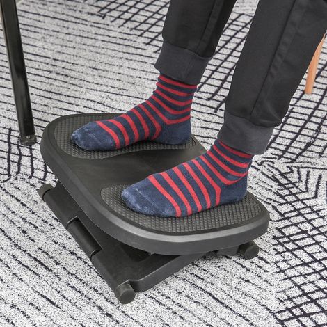 Repose-pieds réglable en hauteur, inclinable de 0 à 30°, noir, support pour jambes, accessoire ergonomique de bureau (1/5)