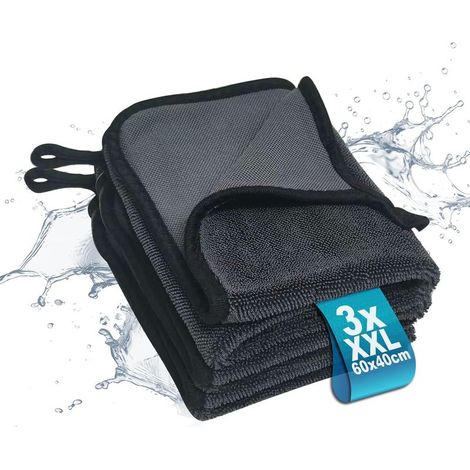 3-teiliges Mikrofasertuch-Set, Mikrofaser-Autotrockentuch, Mikrofaser-Reinigungstuch für Auto, Duschkabine, Fahrzeug, Haushalt, Camping (60 × 40 cm) (1/5)