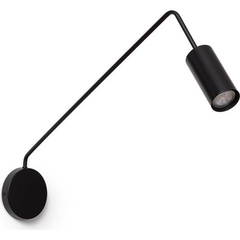 Ledkia – Lampe murale orientable en métal noir – Abat-jour conique rétro-industriel – Compatible ampoule GU10 – Design élégant pour chambre et salon