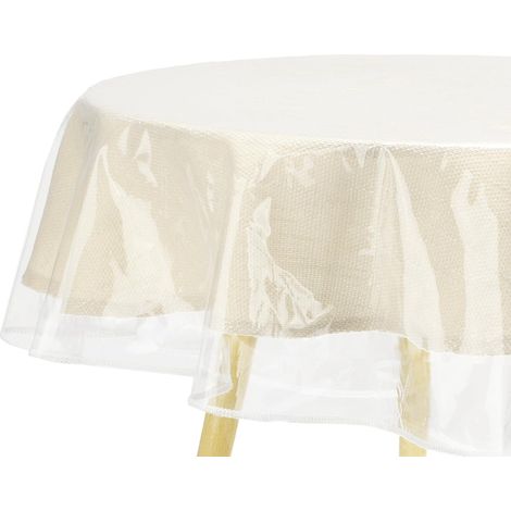 Nappe de table ovale en plastique transparent, imperméable, résistante à l'huile avec bords finis cousus, pour salle à manger, fêtes et vacances – 152,4 x 228,6 cm (1/5)
