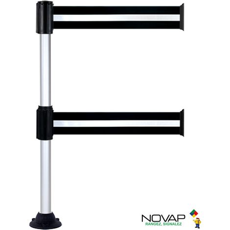 Poteau Alu anodisé à double sangles Noir/Argent 3m x 100mm sur socle fixe - 2900232