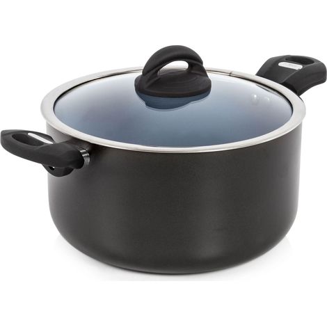 Tower T80304 Cerasure Induction Casserole Dish With Lid, Non Stick Ceramic Coating, Stay Cool Handles, Aluminium, 5.2 Litre Capacity, 24 cm , Grey (1/5)