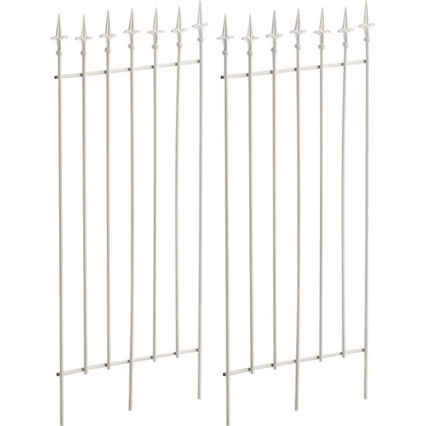 Lot de 2 treillis support pour plantes grimpantes décoration de jardin en métal blanc 100003833 (1/5)