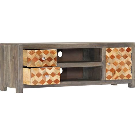 Maison Exclusive - TV-Schrank Grau 120x30x40 cm Massivholz Mango (1/5)