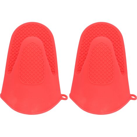 2pcs Gants de Four Mini en Silicone Épaissi Anti-Brûlure, Pinces de Cuisson pour Cuisine Rouge
