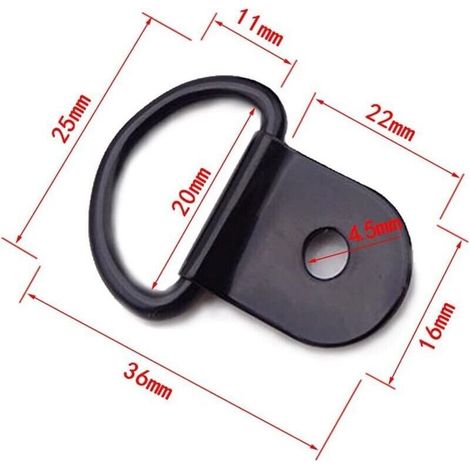 Anneaux D'arrimage à Anneau en D 20 Pièces Anneau d'Arrimage en Acier Inoxydable Anneaux Arrimage pour Remorques Machinerie Lourde Outils Électriques Camping 36x25mm Noir (1/3)