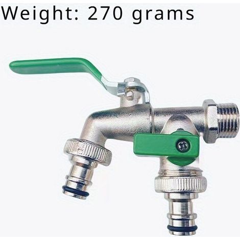 Robinet Extérieur Double Sortie en Alliage de Zinc – Entrée 3/4", Double Sortie 1", Filetage Universel avec Raccord Rapide pour Irrigation de Jardin (1/5)