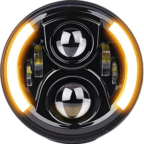 Motorrad-LED-Scheinwerfer, 7 Zoll, Fern-/Abblendlicht, 1 Stück bernsteinfarbenes weißes Tagfahrlicht (1/2)