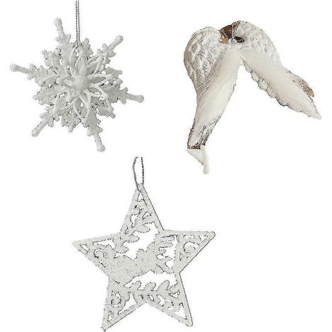 3pcs ornements pendentifs pour sapin de Noël et maison, flocon de neige, ailes d'ange, élan (1/5)