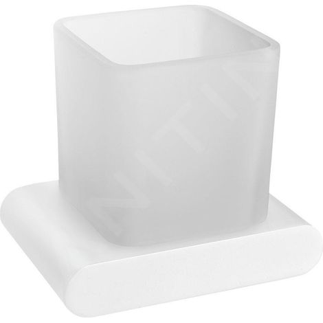 Sapho Flori - Gobelet pour brosse à dents et dentifrice avec support, verre dépoli/blanc mat RF004/14 (1/3)