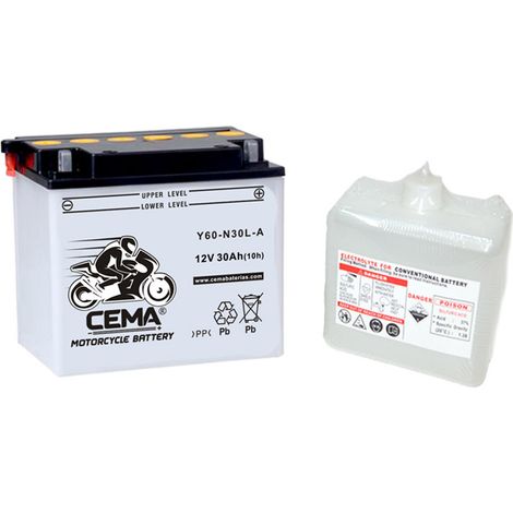 Batería de moto Y60-N30L-A Plomo ácido C60-N30L-A (1/2)