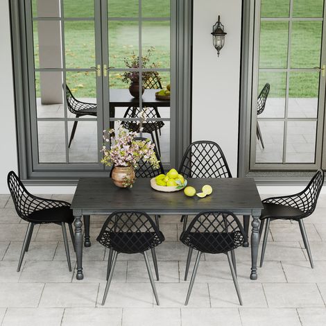 Assise de jardin multifonction avec dossier, confortable pour intérieur et extérieur, Lot de 6 (1/5)