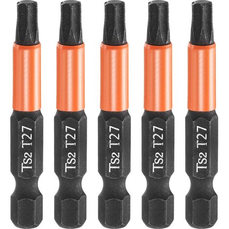 5Pcs Embout Tournevis Torx T27 1/4" Hex Shank Longueur 2" (50mm) (1/5)