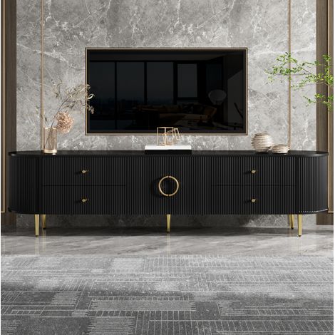 Consolle 110x30 cm nero rustico in legno con 3 ripiani portaoggetti (1/5)
